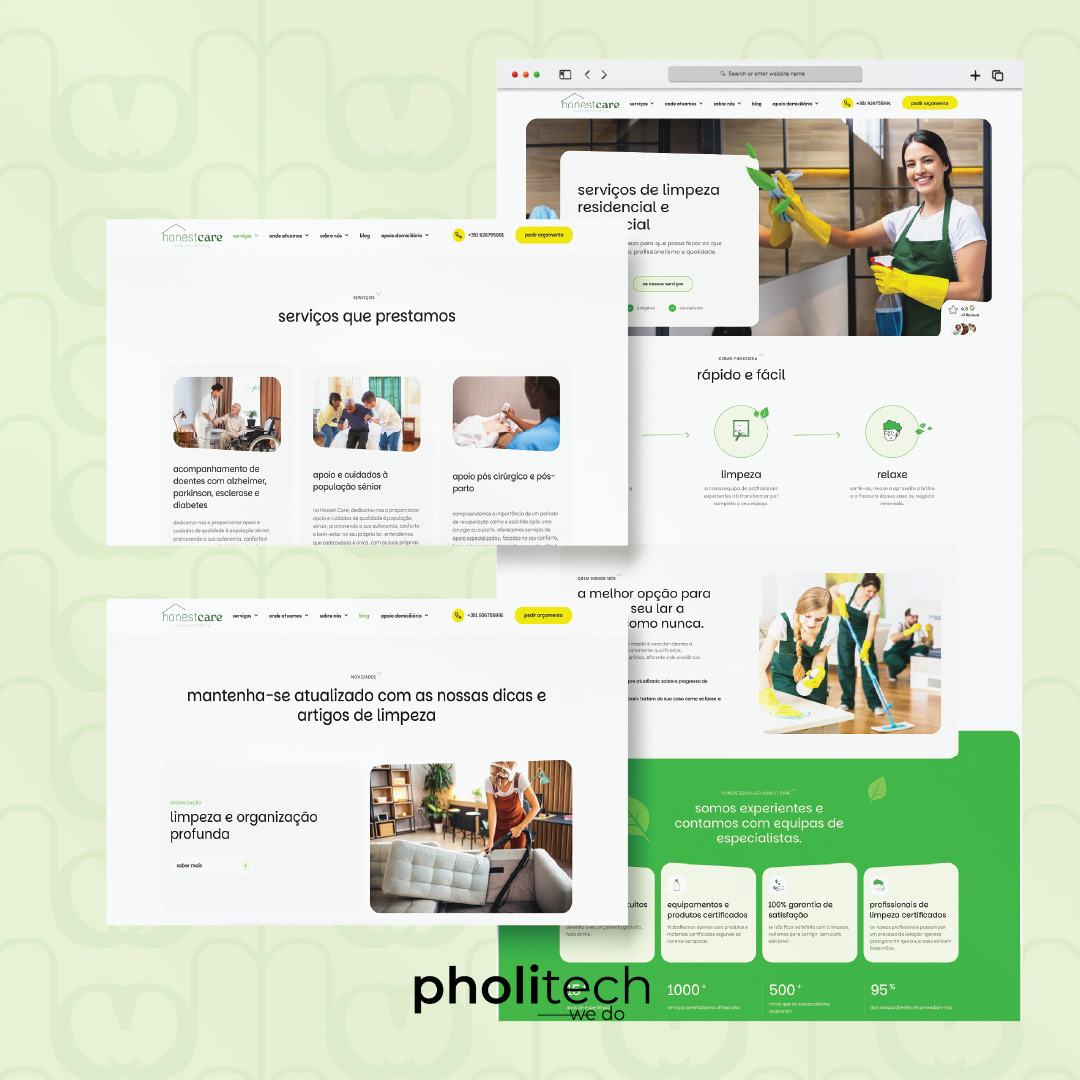 conclusão e entrega do site www.honestcare.pt